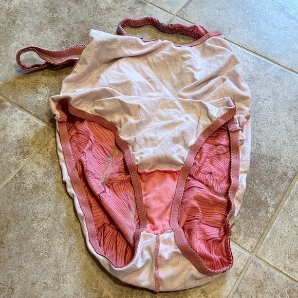 Free People Ready For The Weekend pink palm bodysuit medium scoop neck - Picture 8 of 9